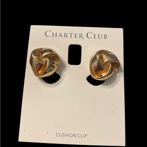 3/$18 NWT- Vintage Charter Club Gold-Tone Love Knot Clip-On Earrings